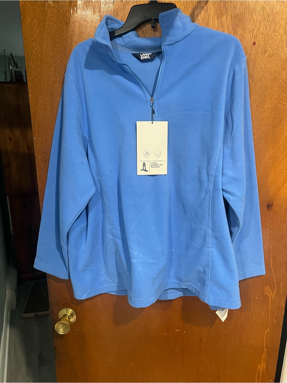 Lands' End Sky Blue Quarter-Zip Fleece Pullover